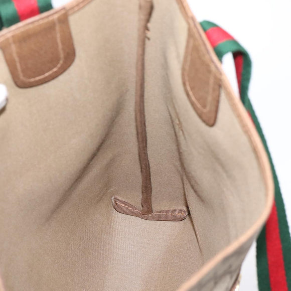 GUCCI GG Supreme Web Sherry Line Tote Bag PVC Beige Gold 40 02 003 Auth 207471A
