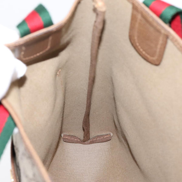 GUCCI GG Supreme Web Sherry Line Tote Bag PVC Beige Gold 40 02 003 Auth 207471A