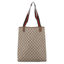 GUCCI GG Supreme Web Sherry Line Tote Bag PVC Beige Gold 40 02 003 Auth 207471A-3