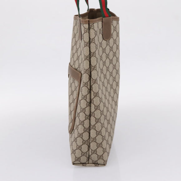 GUCCI GG Supreme Web Sherry Line Tote Bag PVC Beige Gold 40 02 003 Auth 207471A