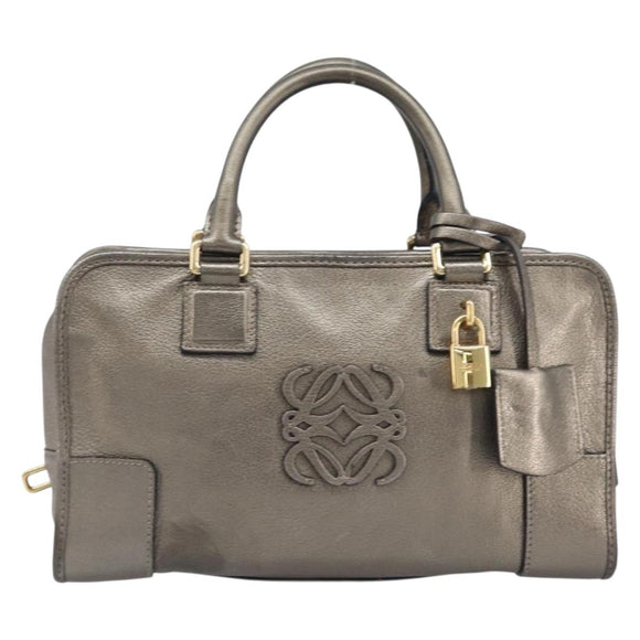 LOEWE Amazona 28 Hand Bag Leather Gold Auth 207475V