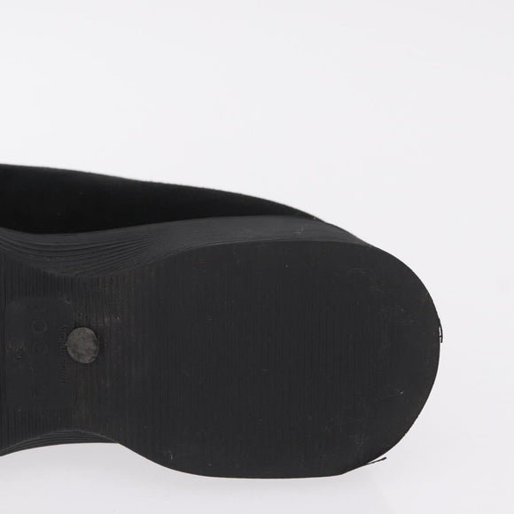 GUCCI Loafers Suede 25.5 cm Black Silver Auth 207479V