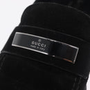 GUCCI Loafers Suede 25.5 cm Black Silver Auth 207479V-13