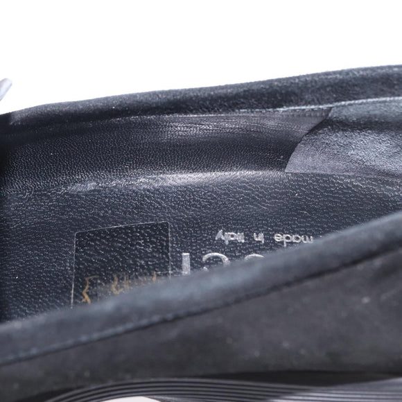 GUCCI Loafers Suede 25.5 cm Black Silver Auth 207479V
