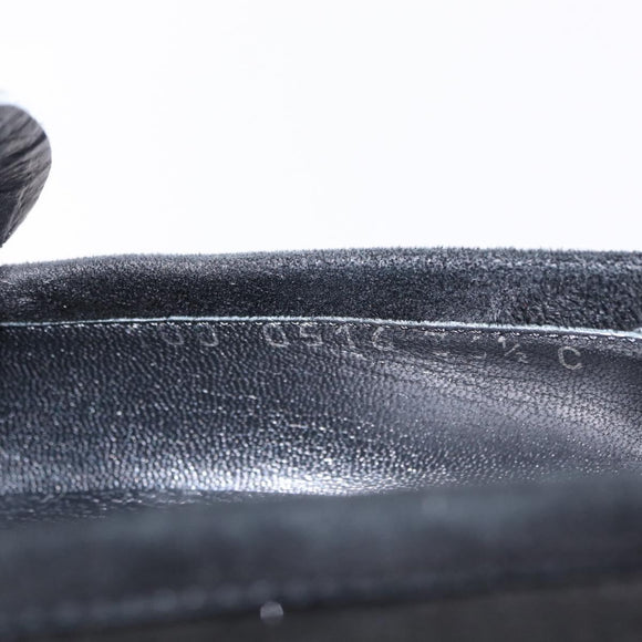 GUCCI Loafers Suede 25.5 cm Black Silver Auth 207479V
