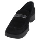 GUCCI Loafers Suede 25.5 cm Black Silver Auth 207479V-2