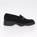 GUCCI Loafers Suede 25.5 cm Black Silver Auth 207479V-4