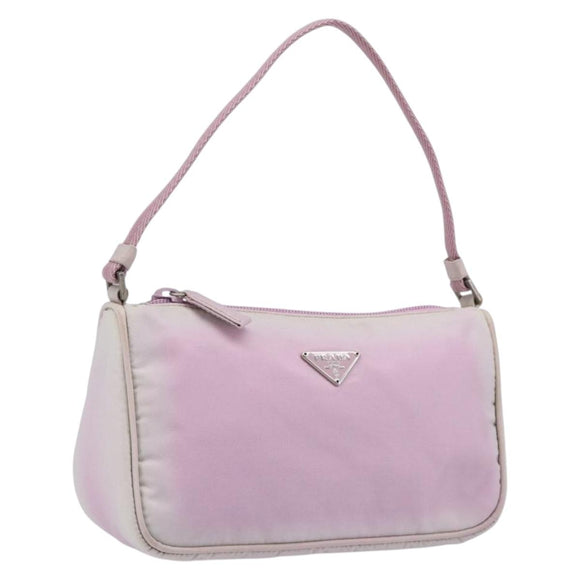 PRADA Accessory Pouch Nylon Pink Silver Auth 207483