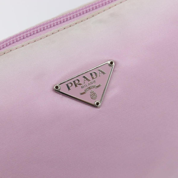 PRADA Accessory Pouch Nylon Pink Silver Auth 207483
