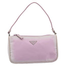 PRADA Accessory Pouch Nylon Pink Silver Auth 207483-13