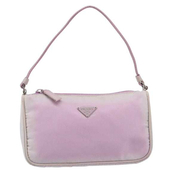 PRADA Accessory Pouch Nylon Pink Silver Auth 207483