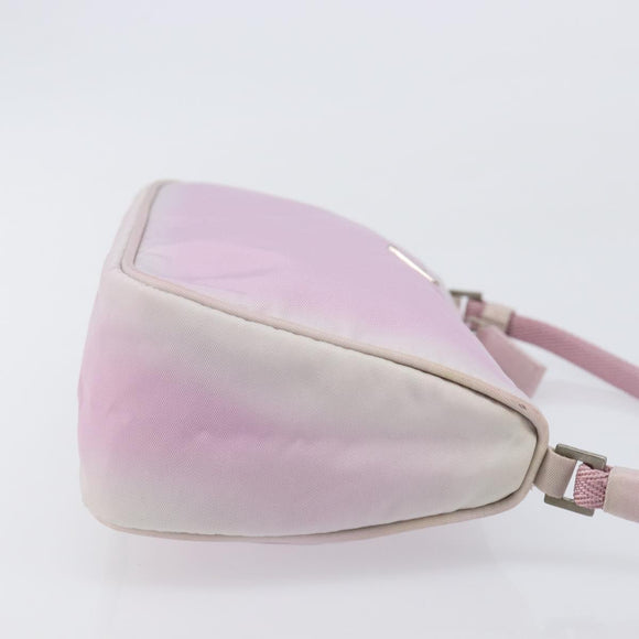 PRADA Accessory Pouch Nylon Pink Silver Auth 207483