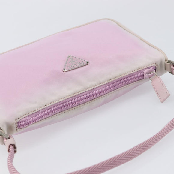 PRADA Accessory Pouch Nylon Pink Silver Auth 207483
