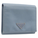 PRADA Compact Wallet Nylon Light Blue Silver Auth 207486A-1