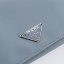 PRADA Compact Wallet Nylon Light Blue Silver Auth 207486A-17