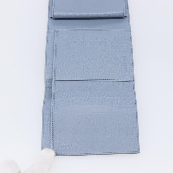 PRADA Compact Wallet Nylon Light Blue Silver Auth 207486A