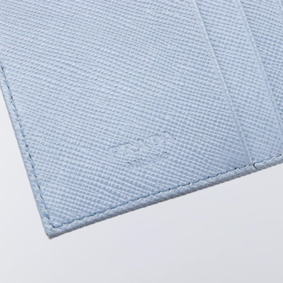 PRADA Compact Wallet Nylon Light Blue Silver Auth 207486A