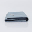 PRADA Compact Wallet Nylon Light Blue Silver Auth 207486A-3