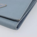PRADA Compact Wallet Nylon Light Blue Silver Auth 207486A-7