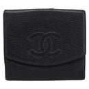 CHANEL Wallet Caviar Skin Black Gold CC Auth 207488-13