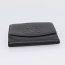 CHANEL Wallet Caviar Skin Black Gold CC Auth 207488-6