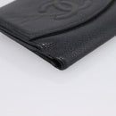 CHANEL Wallet Caviar Skin Black Gold CC Auth 207488-14