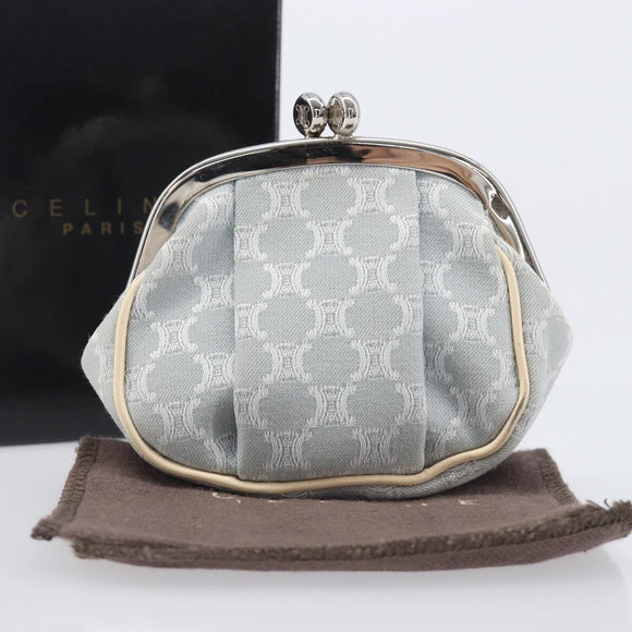 CELINE Macadam Canvas Coin Purse Gray Silver Auth 207489A