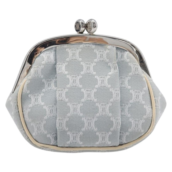 CELINE Macadam Canvas Coin Purse Gray Silver Auth 207489A