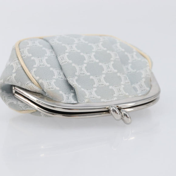 CELINE Macadam Canvas Coin Purse Gray Silver Auth 207489A