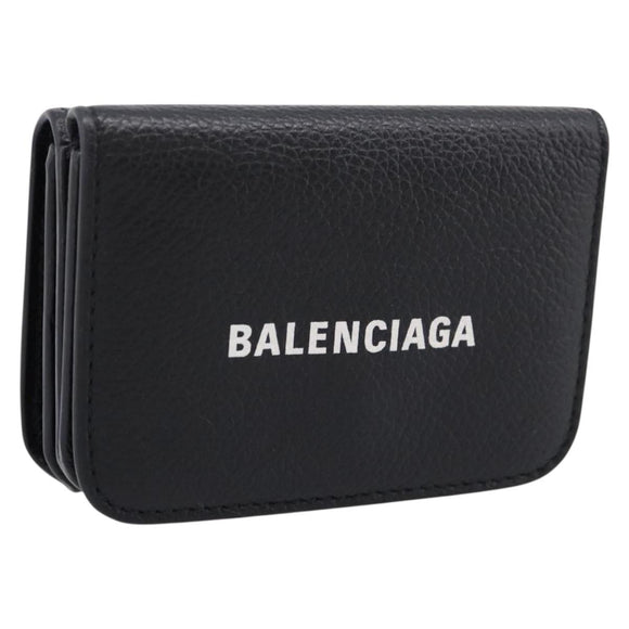 Balenciaga Everyday Compact Wallet Leather Black Gold Auth 207491V