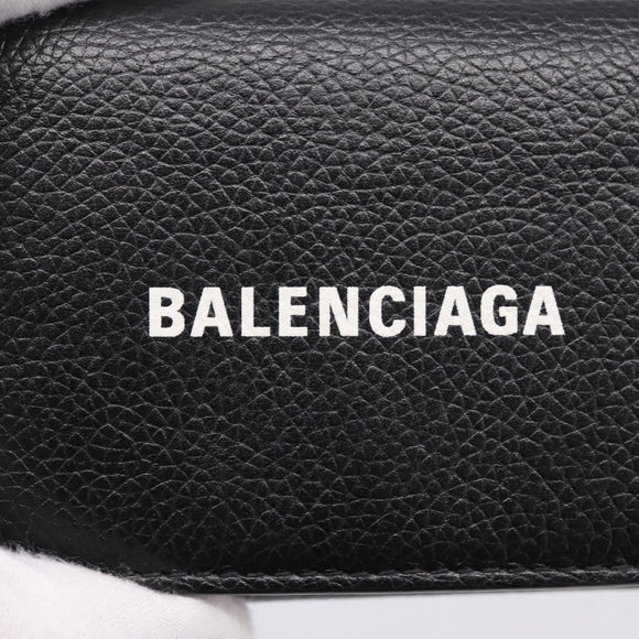 Balenciaga Everyday Compact Wallet Leather Black Gold Auth 207491V