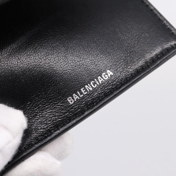 Balenciaga Everyday Compact Wallet Leather Black Gold Auth 207491V
