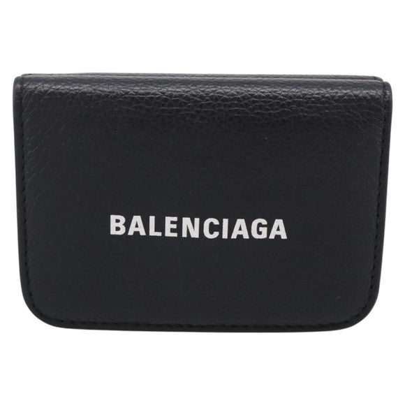 Balenciaga Everyday Compact Wallet Leather Black Gold Auth 207491V