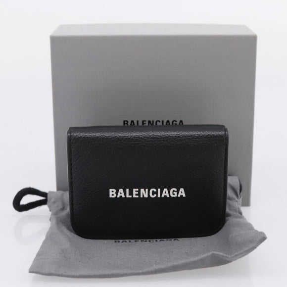 Balenciaga Everyday Compact Wallet Leather Black Gold Auth 207491V