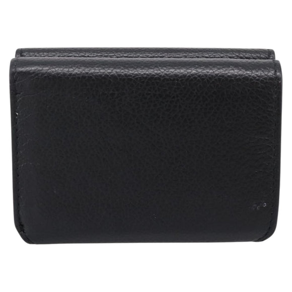 Balenciaga Everyday Compact Wallet Leather Black Gold Auth 207491V