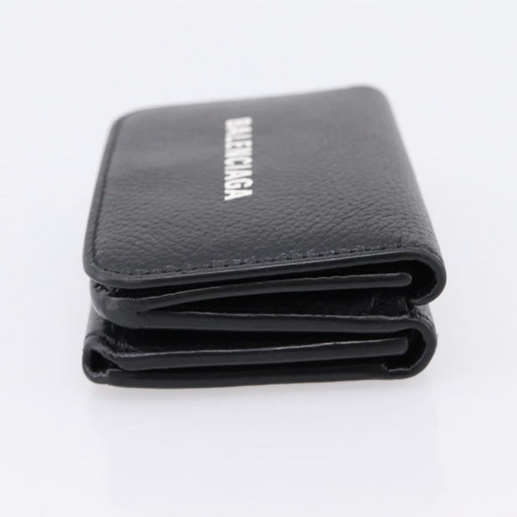 Balenciaga Everyday Compact Wallet Leather Black Gold Auth 207491V