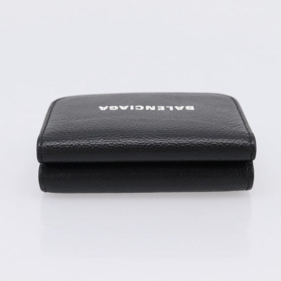 Balenciaga Everyday Compact Wallet Leather Black Gold Auth 207491V