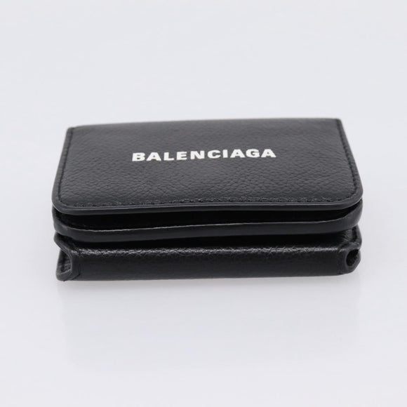 Balenciaga Everyday Compact Wallet Leather Black Gold Auth 207491V