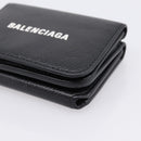 Balenciaga Everyday Compact Wallet Leather Black Gold Auth 207491V-7