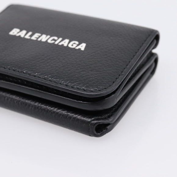 Balenciaga Everyday Compact Wallet Leather Black Gold Auth 207491V