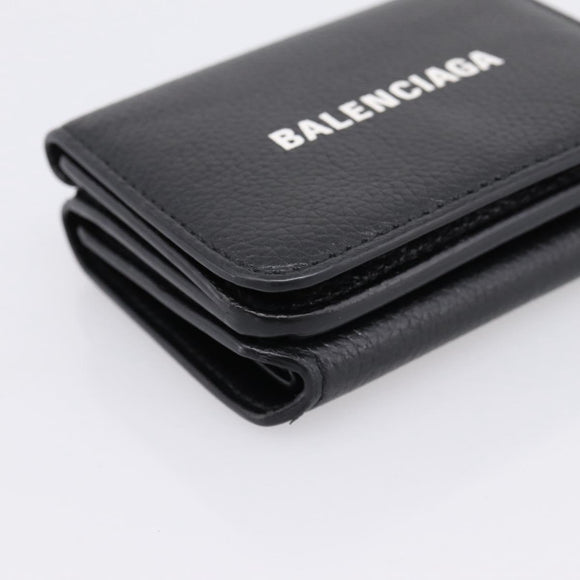 Balenciaga Everyday Compact Wallet Leather Black Gold Auth 207491V