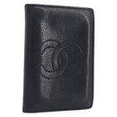 CHANEL Card Case Caviar Skin Black CC Auth 207492A-1