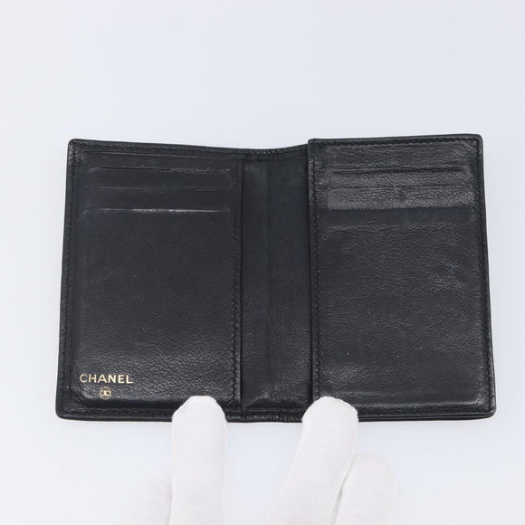 CHANEL Card Case Caviar Skin Black CC Auth 207492A
