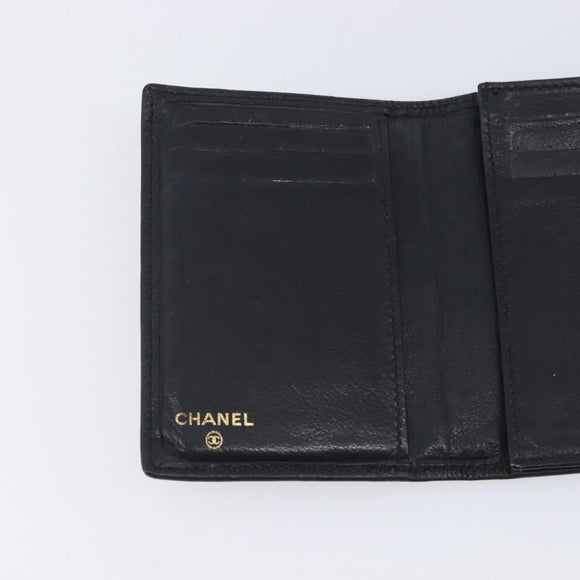 CHANEL Card Case Caviar Skin Black CC Auth 207492A