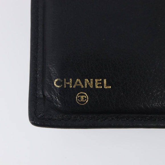 CHANEL Card Case Caviar Skin Black CC Auth 207492A