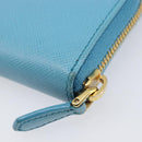 PRADA Coin Purse Safiano Leather Light Blue Gold Auth 207493V-16