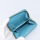 PRADA Coin Purse Safiano Leather Light Blue Gold Auth 207493V-8