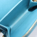 PRADA Coin Purse Safiano Leather Light Blue Gold Auth 207493V-9