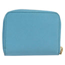 PRADA Coin Purse Safiano Leather Light Blue Gold Auth 207493V-2