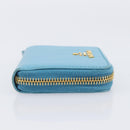 PRADA Coin Purse Safiano Leather Light Blue Gold Auth 207493V-3